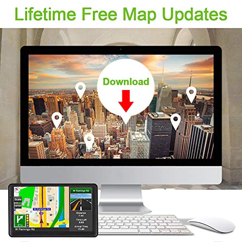 GPS Navigation for Car 2019 Map, 7 Inches HD Touch Screen Direction Car GPS Navigation System with Built-in Lifetime Maps Update