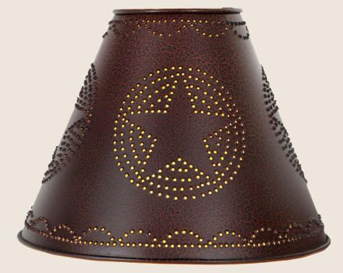 Punched Star Tin Clamp On Lamp Shade in Crackle Black, 4x10x8