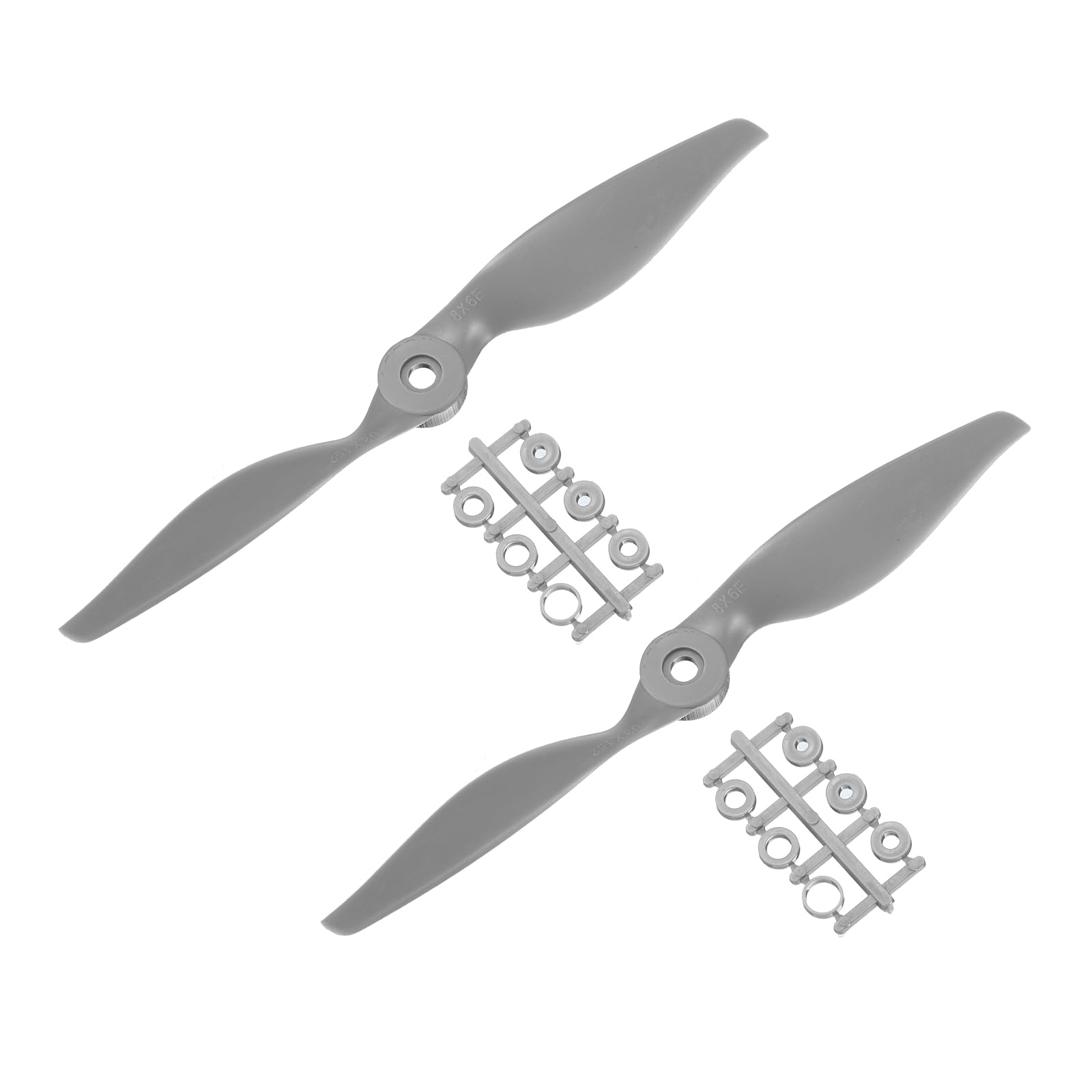 sourcing map 2Pcs 12x6 Inch Propeller RC Propellers 2-Vane Blades Props Gray with Adapter Rings for RC Airplane Aircraft Prop Replacement