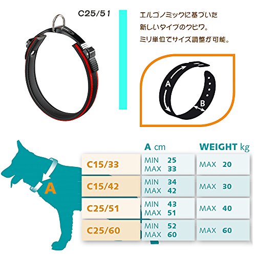 Ferplast Ergocomfort C25 Padded Collar Red 25mm X 43-51cm