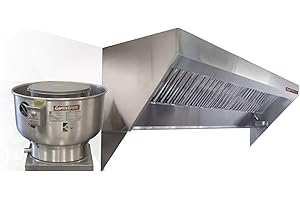 Food Truck Low Profile Exhaust Hood System Includes a stainless steel exhaust hood, an exhaust fan, an adjustable duct sectio