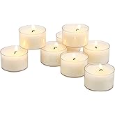 Stonebriar Bulk 24 Pack Unscented Smokeless Long Burning Clear Cup Tea Light Candles with 8 Hour Extended Burn Time