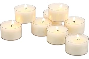Stonebriar Bulk 96 Pack Unscented Smokeless Long Burning Clear Cup Tea Light Candles with 8 Hour Extended Burn Time, White