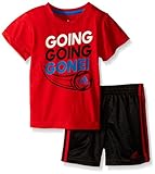 adidas Little Boys' Toddler Tee and Active Short Set, Vivid Red Heather, 2T