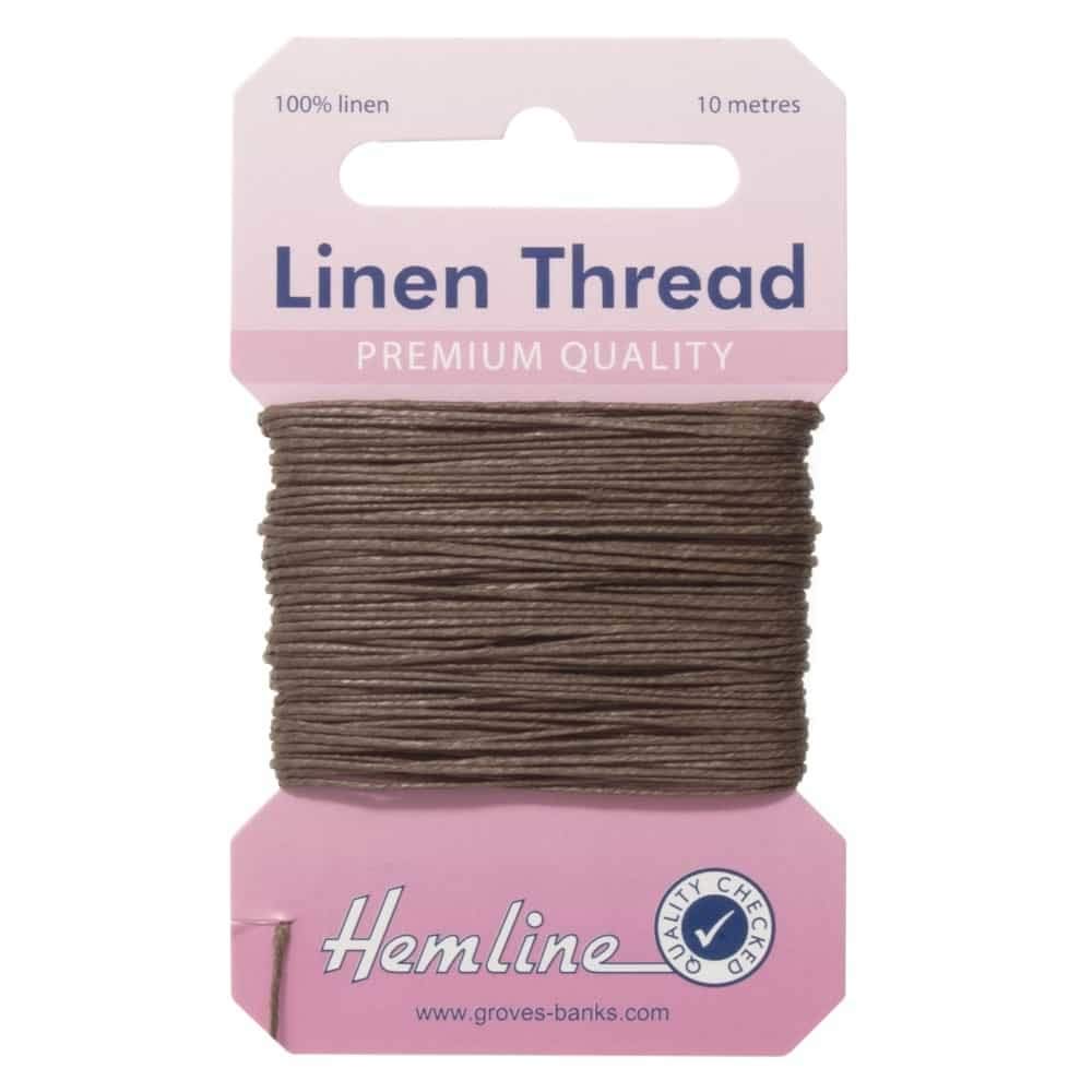 Hemline Strong Linen Thread for Sewing and Repair of Canvas, Upholstery, Saddlery and Heavy Fabrics - Colour Brown - 2 x 10m Cards