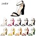 ZriEy Women's Chunky Block Strappy High Heel Pump Sandals Fashion Ankle Strap Open Toe Shoes