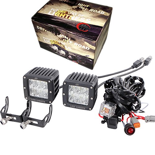 House Tuning-2pcs x 30W 3inch Diffused Flood Beam Cree LED Pods Off Road Driving Light with Wiring Switch for Jeep Wrangle Trucks 4WD 4×4 Boat Ford150 Motorcycle ATV UTV Toyota (Pack of 2)