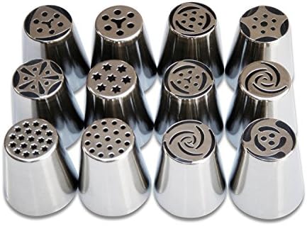 12pcs/set Russian Icing Piping Nozzles Cake Decoration Tips Home Baking DIY Tool Tulip Rose Nozzle Tip -Large Size