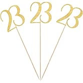 Gold Glitter 23rd Birthday Centerpiece Sticks, 12-Pack Number 23 Table Topper Anniversary Party Decorations