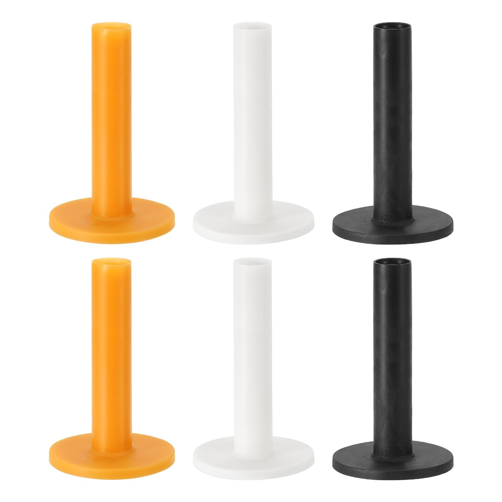 PATIKIL Rubber Golf Tee, 6 Pcs 3.5" Golf Practice Tees Training Driving Range Tee Stable Golf Ball Holder for Outdoor Indoor Hitting Mat, Black/White/Yellow