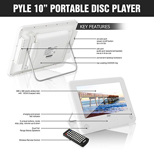 Pyle-101-Portable-DVD-Player-IP67-Waterproof-Car-Headrest-Backseat-Mobile-Marine-with-Ultra-thin-TFT-HD-Screen-USBSD-Readers-Headphone-Jack-PLMRDV104