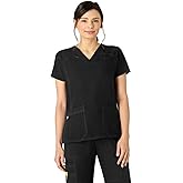 WonderWink Women's Four Stretch Sporty V-Neck Scrub Top - XS-3XL, 3 Pockets, Eye Protection, Meets ANSI Z87.1(Pack of 1)