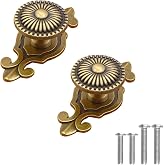 Kelier Antique Brass Cabinet Knobs, Vintage Drawer Pulls with Backplate, Antique Gold Mushroom Knobs for Cabinets/Dresser/Drawer (2, Gold-Backplate)