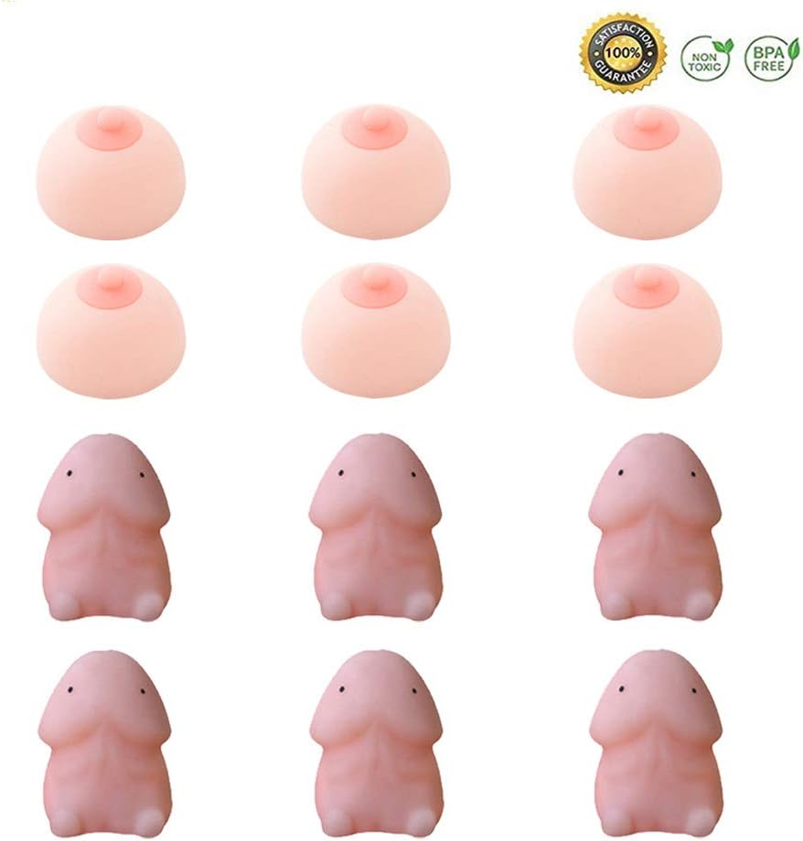 QBABY 12 Pcs Novelty Squishy Toy Mini Squeeze Ball Slow Rising Anti Stress Dolls Tricky Gifts Stress Relief Toy for Adults (6pcsding6pcsmi)