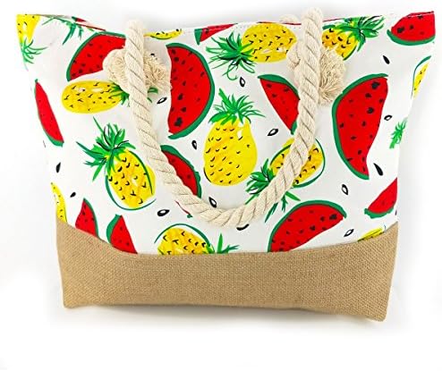 large Beach Bags for Women Straw Beach Bags and Totes with Zipper for Pool Gym Travel Daily Bags, Waterproof Lining