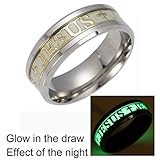 Tanyoyo Luminou Glow Jesus Cross Rings For Men Women stainless steel Wedding Band Jewelry