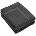 COTTON CRAFT Bath Mats - 2 Pack 100% Cotton 21x34 Inches - Ultra Absorbent - Plush 900 GSM - Banded Border Luxury Towel Rug - Step Out Tub Shower Floor Mat -Not a Bathroom Rug - Charcoal Grey