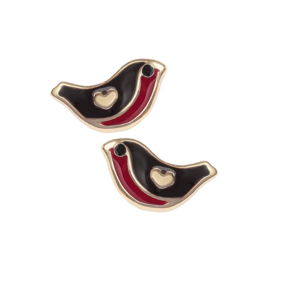 BellaMira Abalone Shell Hummingbird Kingfisher Parrot Macaw Woodpecker Swan Bird Silver Plated Necklace Earrings or Jewellery Set Gift Boxed (Robin Stud Earrings)