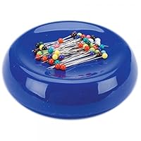 Grabbit Magnetic Sewing Pincushion with 50 Plastic Head Pins, Blue