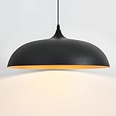 DOTCN Large Pendant Light Fixtures Ceiling Hanging, 17.7" Dome Pendant Lights,Black and Gold Finish Lighting Fixture,Adjustab