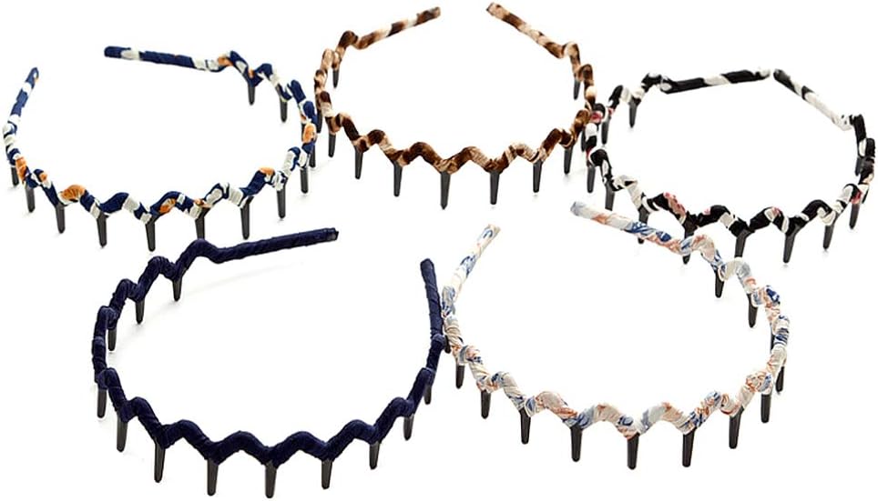 minkissy 5Pcs Teeth Comb Headbands Leopard Teeth Hair Hoop Plastic Sharks Tooth Hair Band Zig Headbands Anti-slip Hair Hoop for Men Women Girls