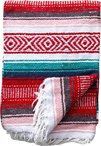 Threads West Premium Large Heavyweight Mexican Falsa Throw Blanket, Serape Stripe Yoga Blanket, Beach Blanket Available in 2 Sizes!