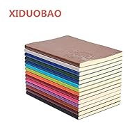 XIDUOBAO Writing Journal Notebook, PU Leather Colorful Journals, Daily Notepad Diary Cute Journal Travel Notebooks Wide Ruled for Students, A5 Size, 64 Sheets/128 Pages, Pack of 4, Random Colors