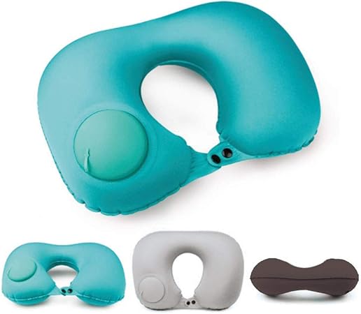 Amazon Com Travel Neck Pillow Self Inflating Push Button Built In