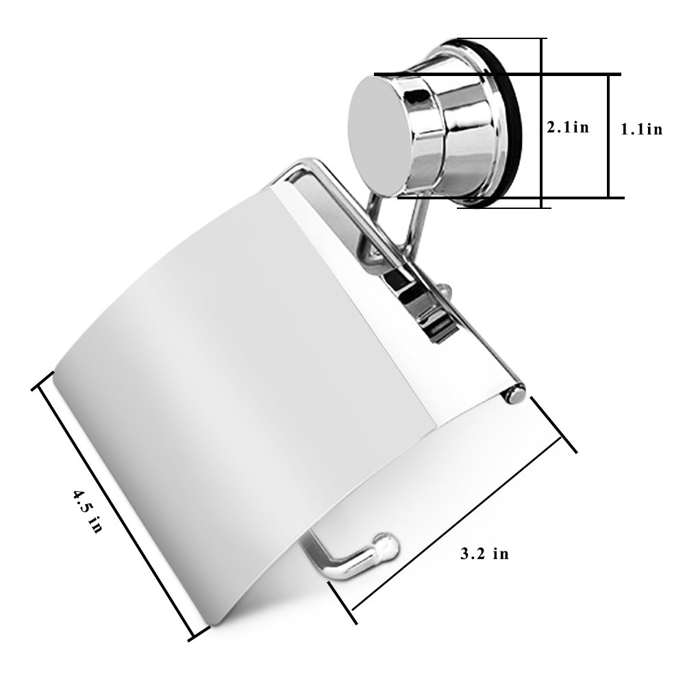Etzion Toilet Paper Holder with Suction Cups, Stainless Steel Removable Roll Paper Holder Suction Cups Holder with Waterproof Panel