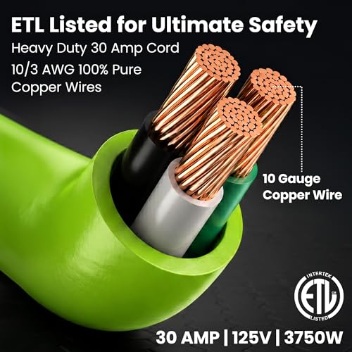 GEARit 30 Amp RV Extension Cord 100 Ft, 10/3 STW 30Amp RV Power Cord 125V 3750W NEMA TT-30P to TT-30R, 3 Prong Waterproof Heavy Duty for Camper Travel Trailer