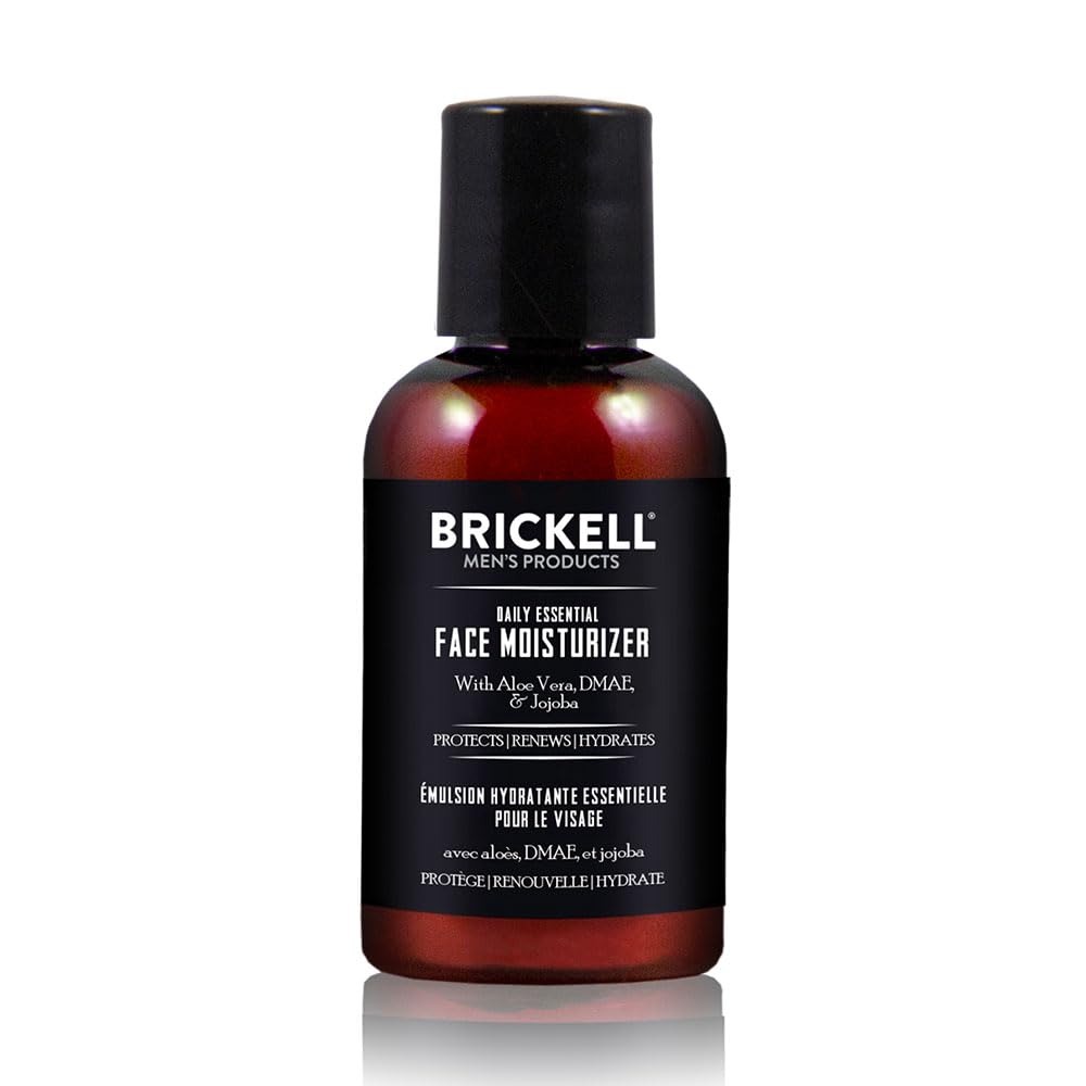 Brickell Men's Daily Essential Face Moisturizer for Men, Natural and Organic Fast-Absorbing Face Lotion with Hyaluronic Acid, Green Tea, and Jojoba, 59 mL, Scented