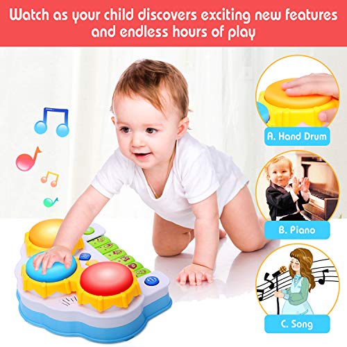 KINGSDRAGON Musical Keyboard Piano Drum Set,Baby Drum Musical Toy with Music and Lights,Infant Early Educational Development Toys for Toddler and Babies - Thumbnail 5