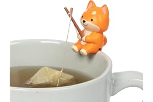 Tea Mates - 1pc Cute Fishing Dog - Tea Bag Holder and String Rest - Tea Accessory for Cup and Mug - Unique Funny Novelty Toy Gift Idea - Animal Figurine Drink Marker