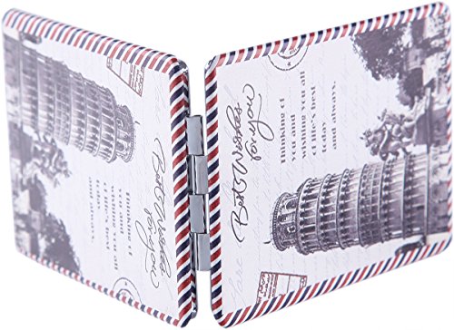 Pocket Mirror - Small Mini Square Womans Compact Stylish Cosmetic Makeup Travel Purse Mirror - Leaning Tower of Pisa - 3.25 x 0.25 x 2.25 inches