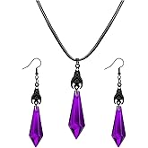ANGLEQUEEN Halloween Witch Jewelry Sets for Women Gothic Black Bat Necklace Earring Sets Punk Crystal Bat Necklace Earring Set Halloween Jewelry Gift Emo Accessories