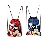 Disney Mickey Mouse Drawstring Backpacks 2 Pack Blue & Red