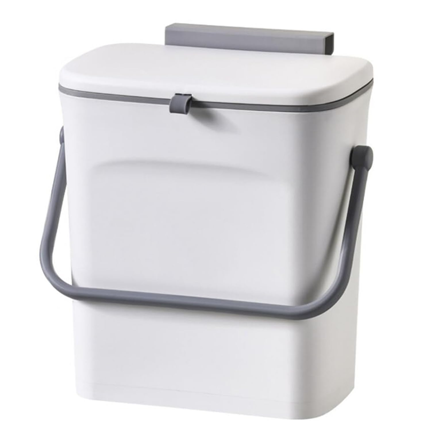Photo 1 of LALASTAR Small Trash Can with Lid, Kitchen Compost Bin for Countertop or Under Sink, Plastic Hanging Waste Basket for RV/Office/Bedroom/Dorm, Mountable, 9L/2.4 Gal, White