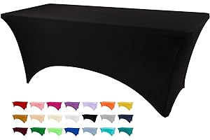 BDDC Table Covers for 4 Foot Tables, Spandex Table Covers 4ft, Black Table Cloths Rectangle 4ft for Events, Wedding, Banquets & Parties