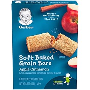 Gerber Snacks for Toddler Soft Baked Grain Bars, Apple Cinnamon, 5.5 Ounce (Pack of 8)