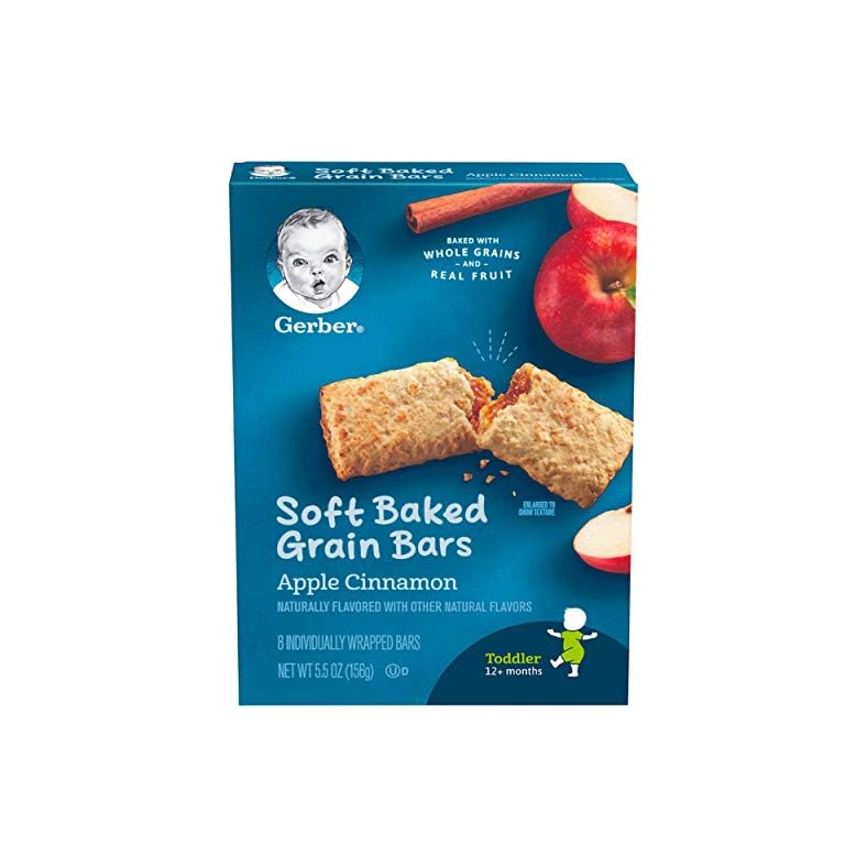 Gerber Snacks for Toddler Soft Baked Grain Bars, Apple Cinnamon, 5.5 Ounce (Pack of 8)