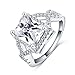 FENDINA Womens Jewelry 18K White Gold Plated Cubic Zirconia Infinity Love Princess Cut Promise Eternity Ring Engagement Wedding Anniversary Band Her (9)
