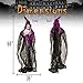 Halloween Haunters 6 Foot Animated Standing Spell Casting Purple Wicked Witch with Magic Crystal Ball Prop Decoration - Speaks, Cackles, Flashing Green LED Eyes, Light Up Crystal Ball, Witches Brew