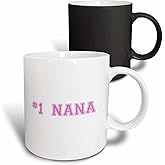 3dRose #1 Nana - Number One Grandma for worlds greatest and best grans - pink text grandmother gifts 11oz Magic Transforming Mug