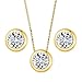 EleQueen 925 Sterling Silver 0.7 Carat Solitaire CZ Dot Pendants Necklace Stud Earrings Jewelry Sets (Gold)