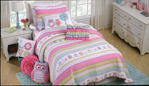 Cynthia Rowley Friendly Owl Owls Pink Bedding 4 Piece Full Queen