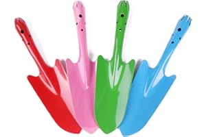 Ymeibe 11 inch Kids Shovels Garden Hand Shovel Lovely Beach Shovel Set with Powder Coating Household Digging Lawn Trowel Shovel for Indoor Outdoor Use (Pink/Blue/Red/Green)