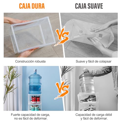 E T EASYTAO | Zapatera Organizador, 10PCS Cajas para Zapatos de Plástico 34.5x27x19cm, Contenedor Plegable para Almacenamiento de Zapatero, Zapatera Giratoria Y Apilable Ahorro de Espacio