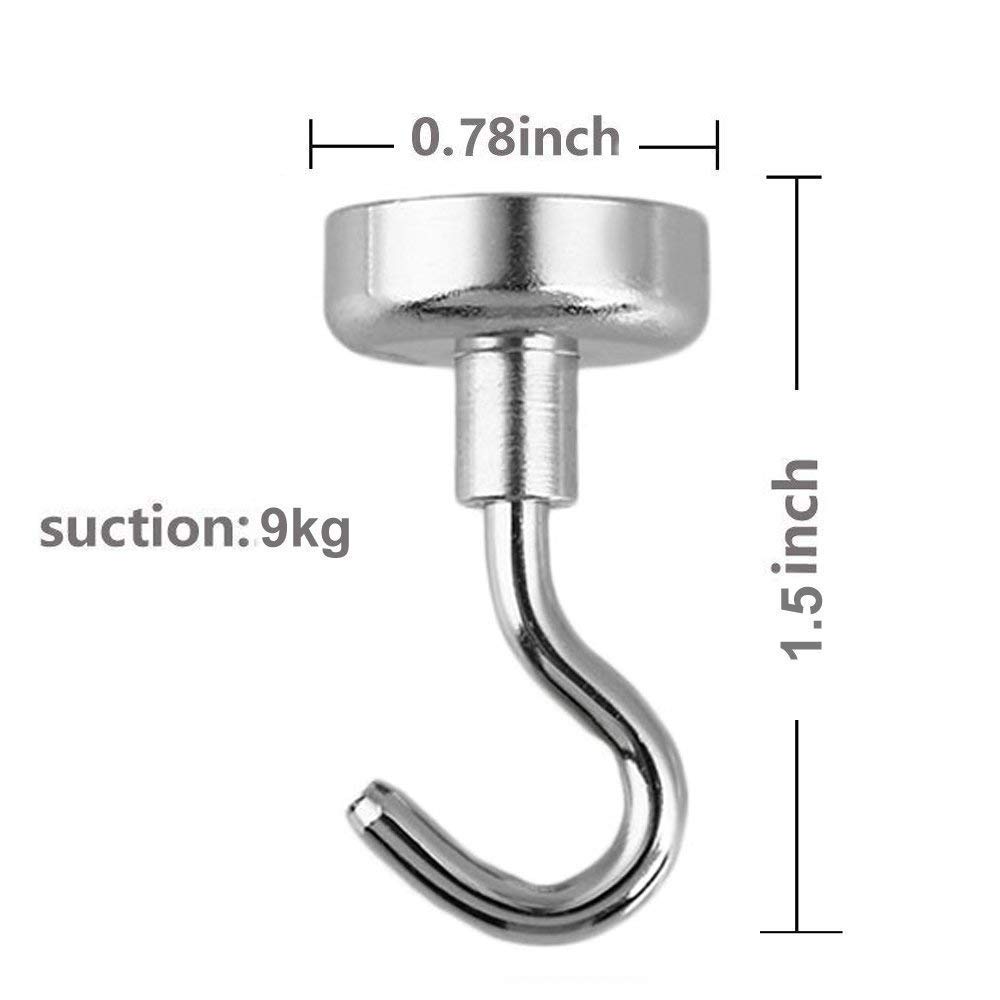 Potente Magnético ganchos, 8 unidades iRoundy Heavy Duty 20lb para colgar de neodimio para almacenamiento y organización