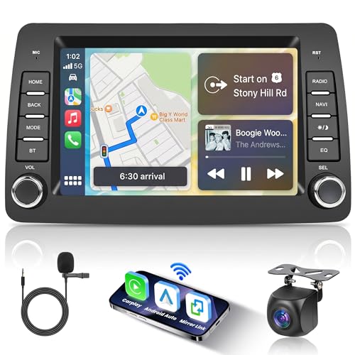 Motorsi Carplay Car Radio for Fiat Panda 2002-2012, 2G+64G Wireless Android Auto Radio Touchscreen da 7 pollici GPS Navigation WiFi FM/RDS Radio SWC Canbus Bluetooth EQ + Backup Camera