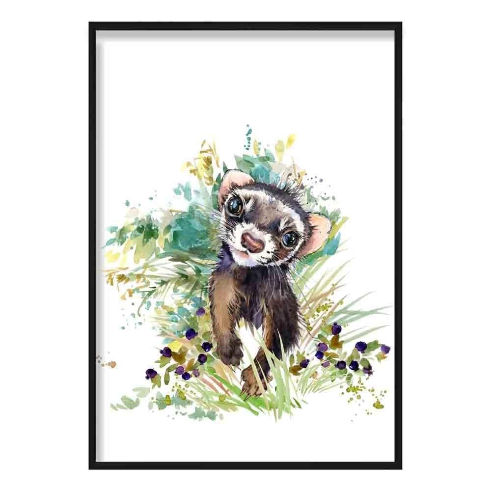 Artze Wall Art Baby Ermine Watercolour Poster, 50 cm Width x 70 cm Height